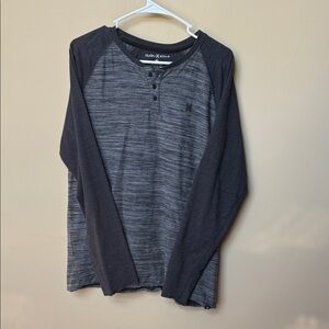 Hurley Charcoal and Black Raglan Henley